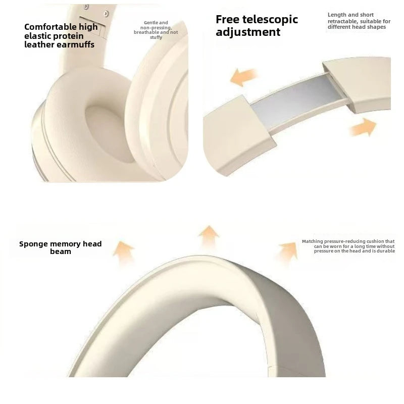 Over Ear HIFI Stereo Headsets Wireless Bluetooth5.3 Headphones Sports Gaming Earphones with HD Mic Support AUX noise reduction