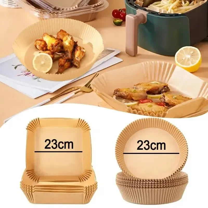 50pcs/set Disposable Air Fryer Paper Liner 20CM Oil-proof Water-proof Airfryer Disposable Cooking Paper Trays Baking Paper