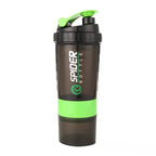 500ml Layered Protein Bottle Powder Shaker with Powder Storage Container Large Water Bottle Water Bottle with Wire Stirring Ball
