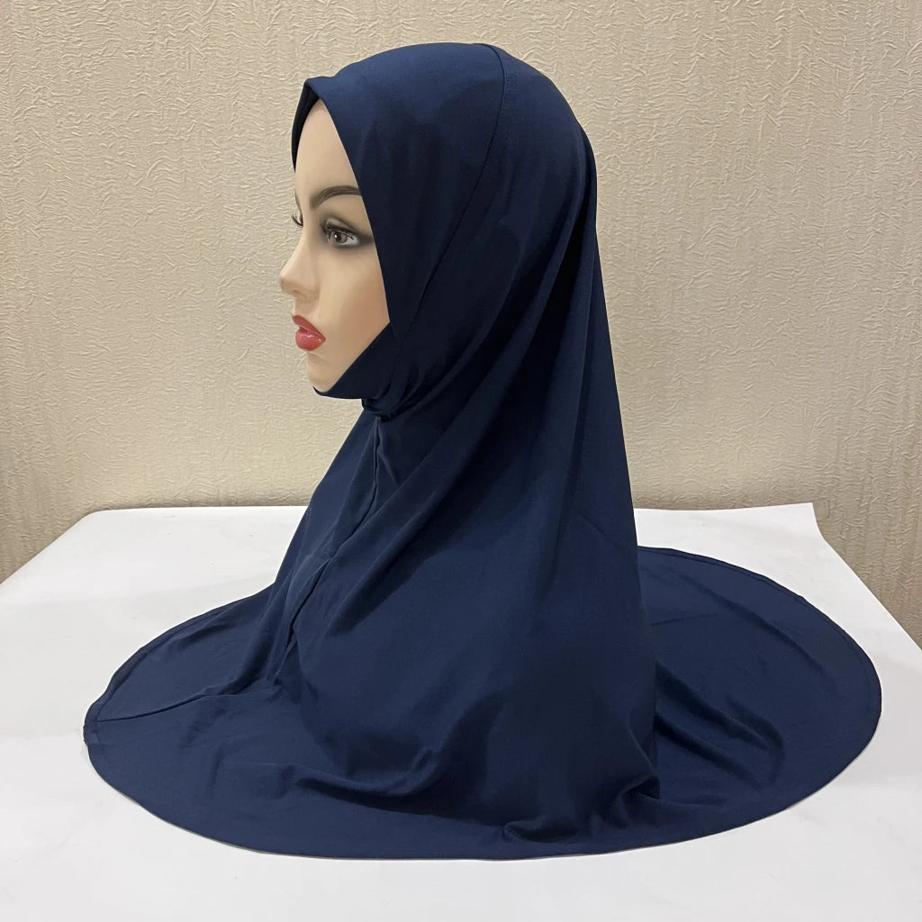 H302 Teenage girls Plain muslim hijab with chin part top quality amira pull on islamic scarf hot sell headscarf ramadan pray hat
