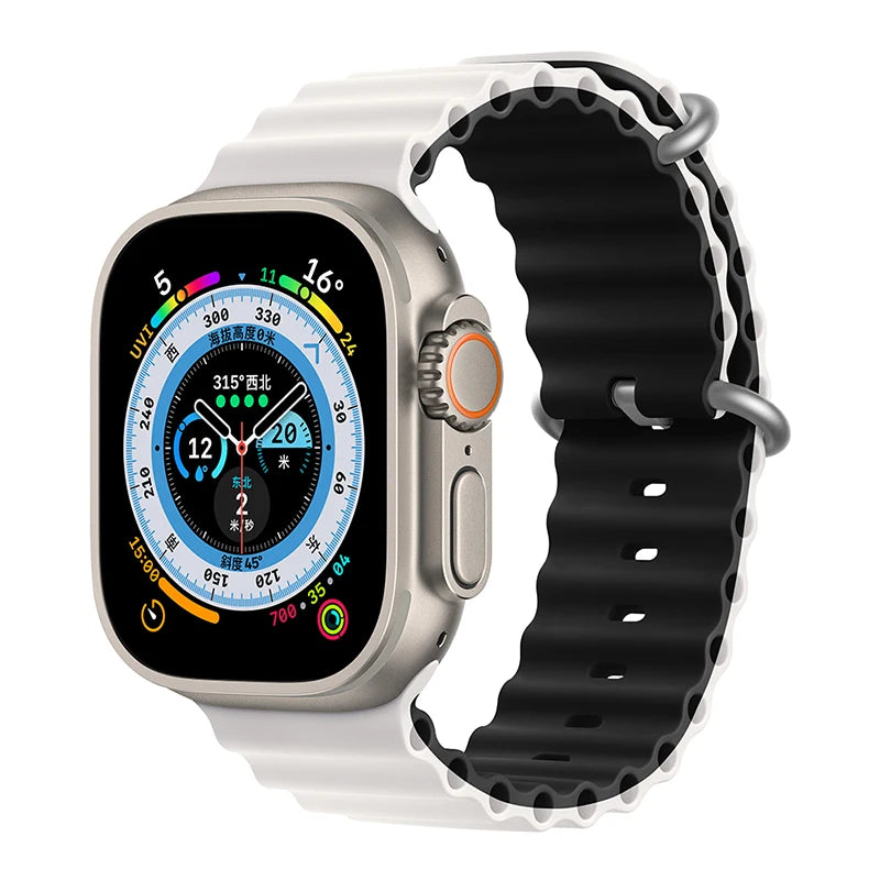 Ocean Strap for Apple Watch Ultra 2 Band 49mm 44mm 40mm 45mm 41mm 42mm 46mm 38mm Silicone Bracelet iWatch Series 10 9 SE 8 7 6 5
