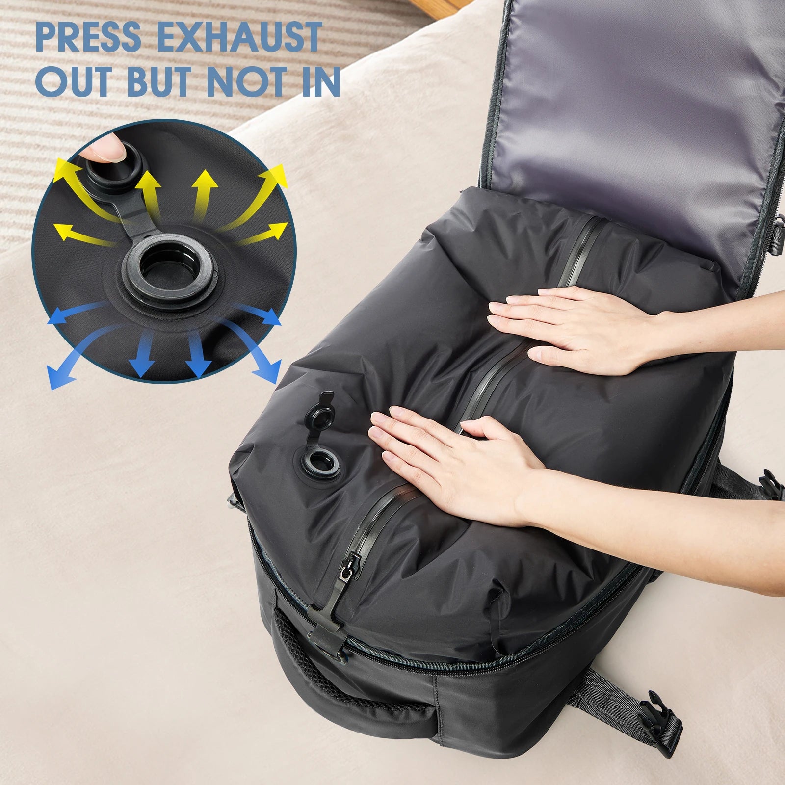 Vacuum Backpack Travel Bag for Men Large Capacity Backpack Business Laptop Backpack Women Men Expandable Backpack School Bag