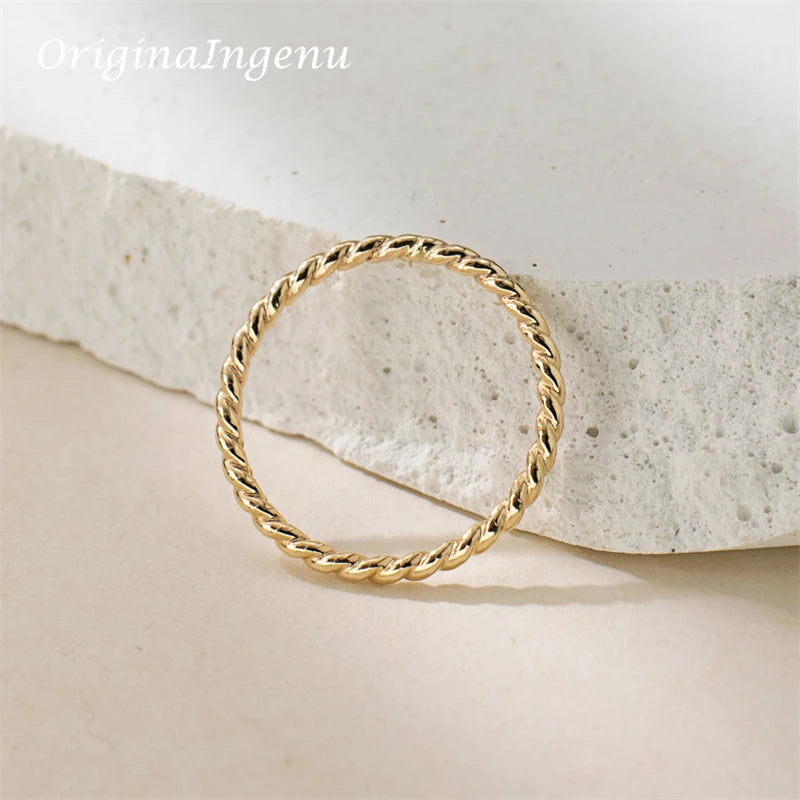 14K Gold Filled Braided Stacking Ring Handmade Minimalism Ring Dainty Women Jewelry Waterproof Jewelry Tarnish Resistant Ring