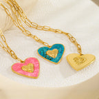 Big Bohemian Heart Pendant - 18K Gold Plated Stainless steel Statement Necklace, Bold Personality Jewelry for Women