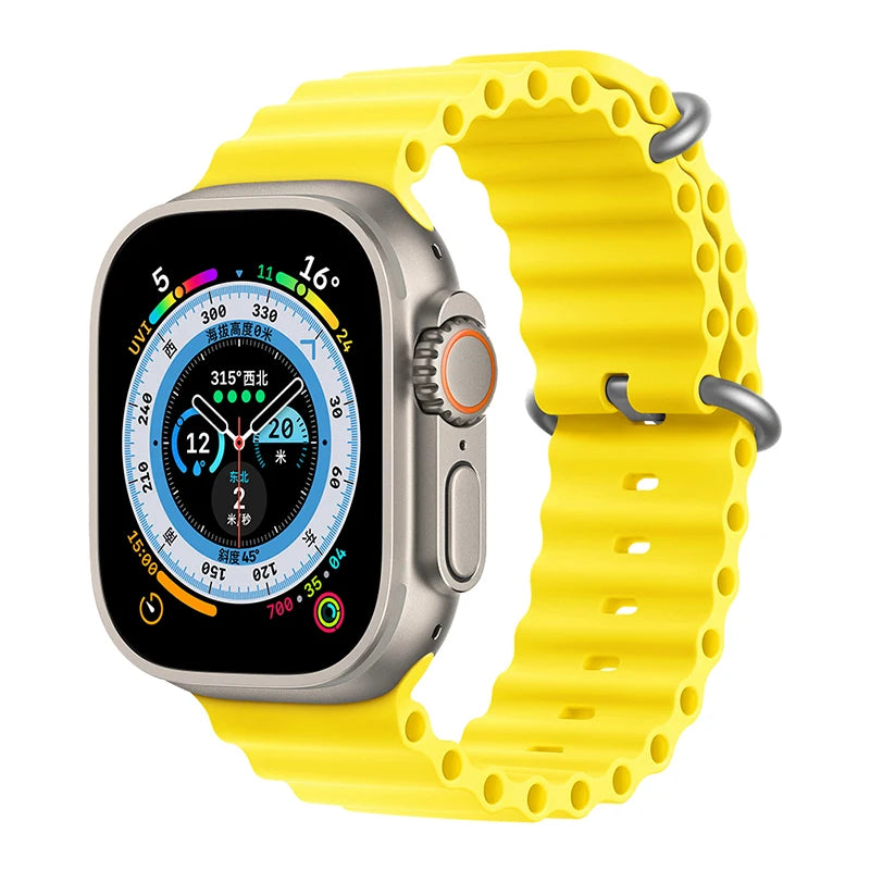 Ocean Strap for Apple Watch Ultra 2 Band 49mm 44mm 40mm 45mm 41mm 42mm 46mm 38mm Silicone Bracelet iWatch Series 10 9 SE 8 7 6 5