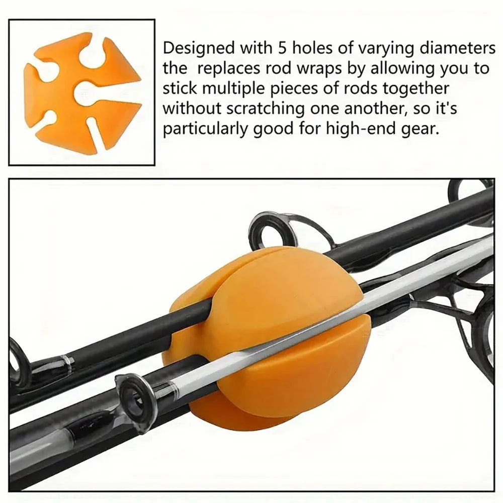 Non-Slip Silicone Rod Ball Retaining Clip Rod Holder Protector-Secure Rod Fixation Clip-Elastic Durable Anti-Drop Fishing Gear