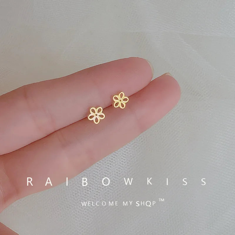 Metal Gold Color Multiple Styles Small Stud Earrings for Women Korean Jewelry Fashion Daily Wear Teen Earrings Jewelry Gift