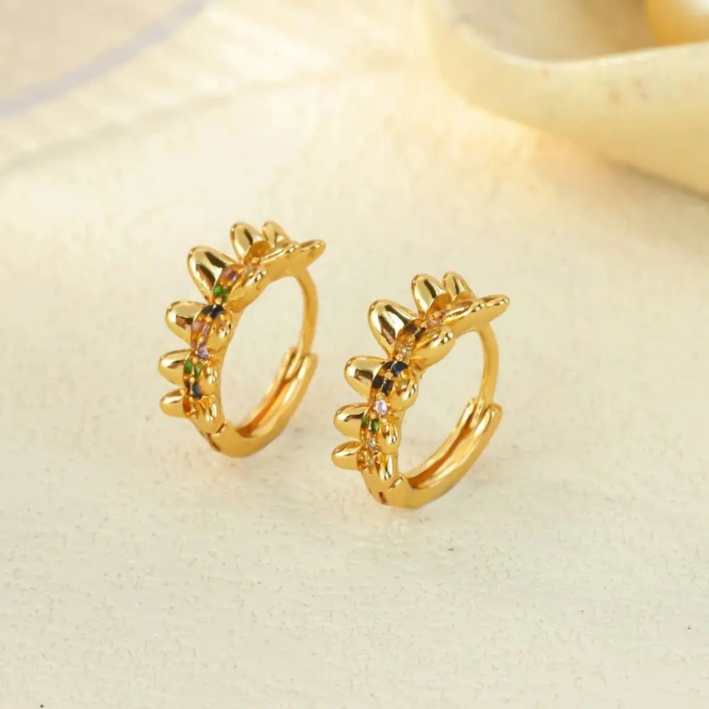 Luxury Stainless Steel Zircon Leaves Earrings Gold Color Anti Fading Earring for Women Vacation Wedding Jewelry Accessorie Gift