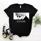 Summer men's Gojo Satoru manga Harajuku Jujutsu Kaisen Harajuku style 100% pure cotton short-sleeved T-shirt
