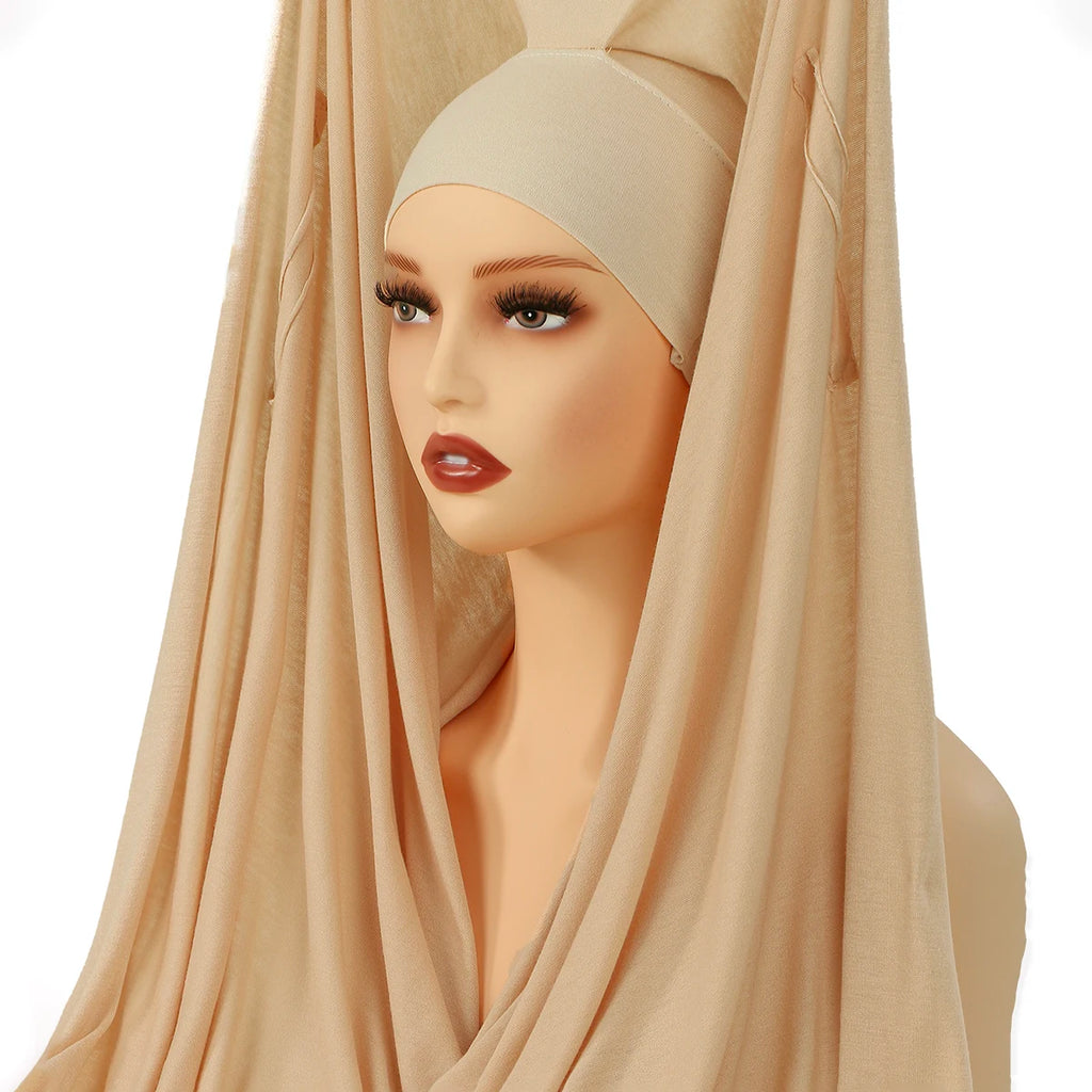 Newest Instant Chiffon Hijab With Magnetic Buckle Solid Color Woman Muslim Hijab Scarf Islamic Turban Fashion Headband Shawl
