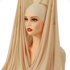 Newest Instant Chiffon Hijab With Magnetic Buckle Solid Color Woman Muslim Hijab Scarf Islamic Turban Fashion Headband Shawl