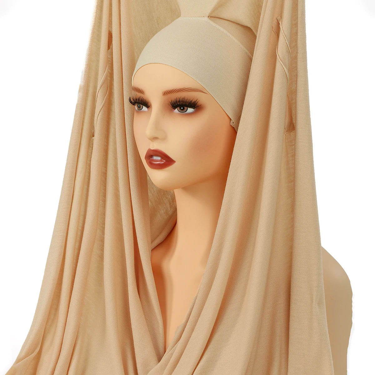 Newest Instant Chiffon Hijab With Magnetic Buckle Solid Color Woman Muslim Hijab Scarf Islamic Turban Fashion Headband Shawl