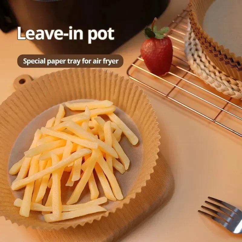 50pcs/set Disposable Air Fryer Paper Liner 20CM Oil-proof Water-proof Airfryer Disposable Cooking Paper Trays Baking Paper
