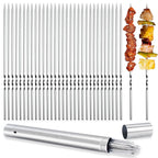 Metal Skewers for Kabobs Grilling, 40 Pcs 13.5" Kabob Skewers, Flat BBQ Barbecue Skewer, Reusable Set with Portable Storage Tube