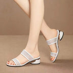 Women Slipper 2024 Summer Brand Woman Flip Flop Fashion Low Heels Ladies Outdoor Beach Slides Open Toe Square Toe Sandals Mujer