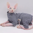 Sphynx Cat Clothes Leisure Stripe 4-legged Cotton Comfortable Hairless Cat Outfits Soft Winter Warm Devon Kornish Cat Clothes