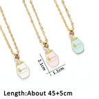 Cartoon Banana Milk Bottle Pendant Necklace with Lobster Clasp Protect Gold Silver Color Alloy Chain Jewelry Gift for Girl Women