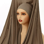 Newest Instant Chiffon Hijab With Magnetic Buckle Solid Color Woman Muslim Hijab Scarf Islamic Turban Fashion Headband Shawl