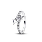 Valentine's Day Gift Red White Heart Stone 925 Sterling Silver Bow Elegance Ring For Women Jewelry Rings For Wedding Party