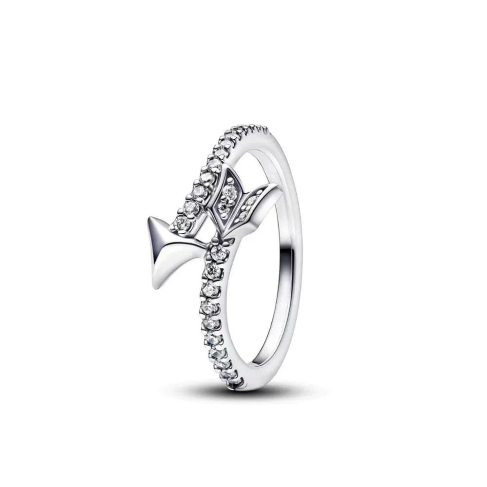 Valentine's Day Gift Red White Heart Stone 925 Sterling Silver Bow Elegance Ring For Women Jewelry Rings For Wedding Party