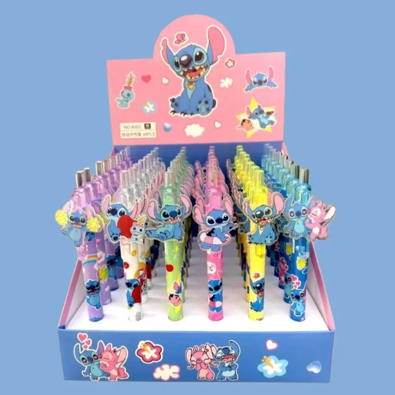 Disney Stitch Gel Pen 48Pcs Black 0.5mm Cartoon Kawaii Paster  New Cute Styling School Supplies Friends Write Birthday Gifts