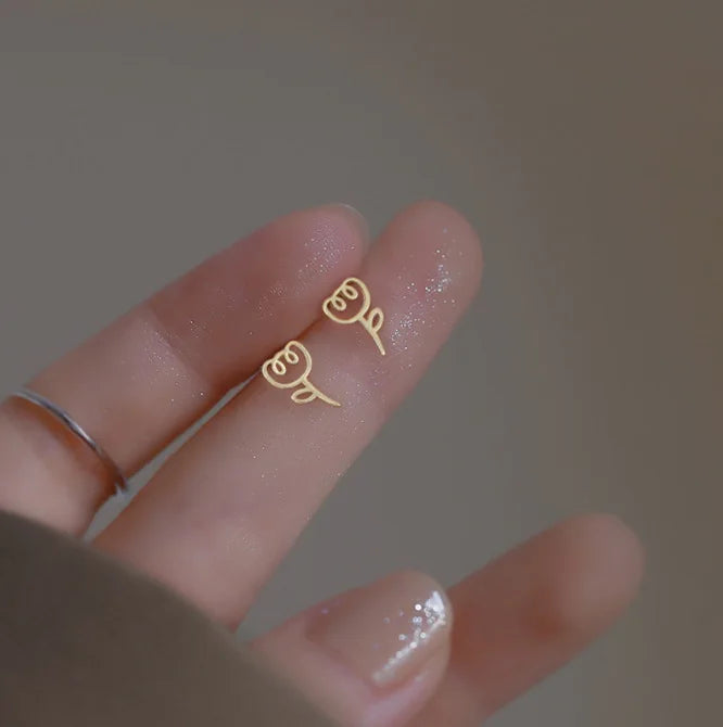Metal Gold Color Multiple Styles Small Stud Earrings for Women Korean Jewelry Fashion Daily Wear Teen Earrings Jewelry Gift