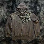 Retro letter hooded sweatshirt jacket for women spring and autumn 2024 new American casual loose fashion retro long-sleeved top