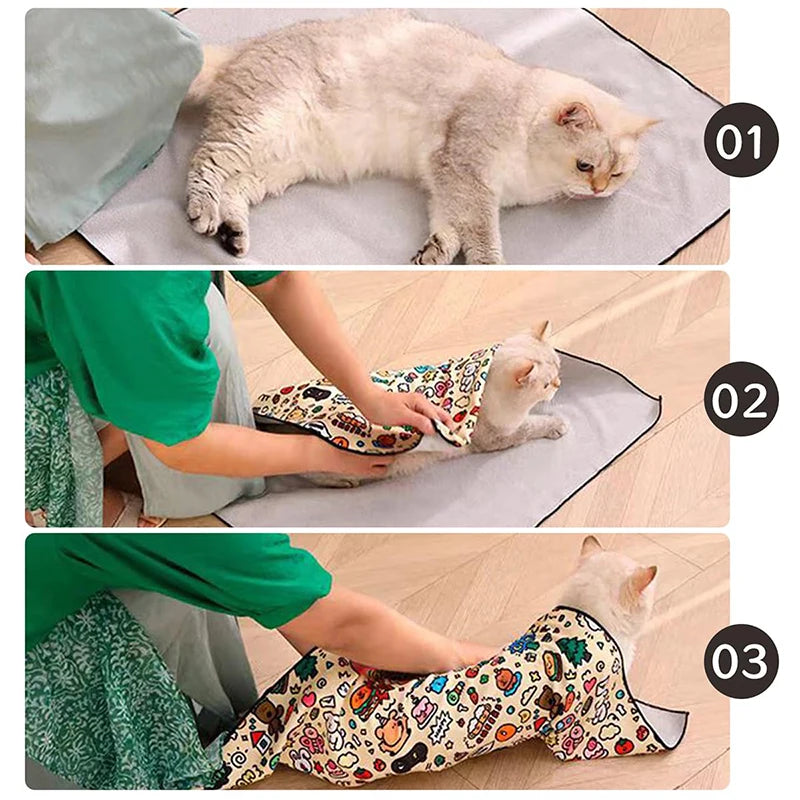 Pet Fixed Cloth Pet Wrap Cat Wrap Grooming Nail Clippers Injections Self-adhesive Anti Bite Scratch Anti Escape Restraint Bag