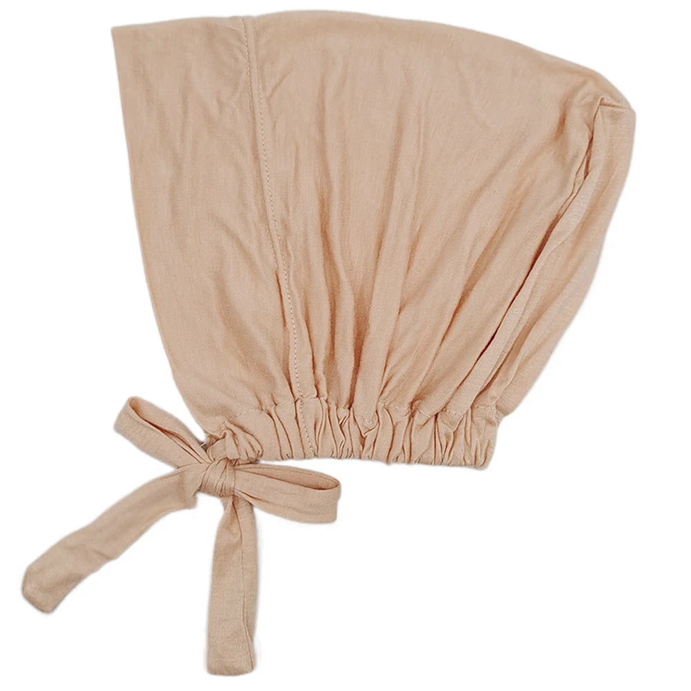 Modal Muslim Turban Hat Inner Hijab Caps Islamic Underscarf Bonnet India Hat Female Headwrap Turbante Mujer Hijab Cap With Rope