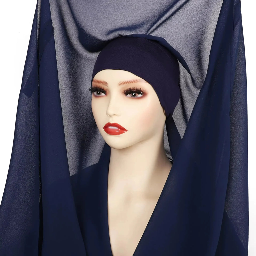 Newest Instant Chiffon Hijab With Magnetic Buckle Solid Color Woman Muslim Hijab Scarf Islamic Turban Fashion Headband Shawl