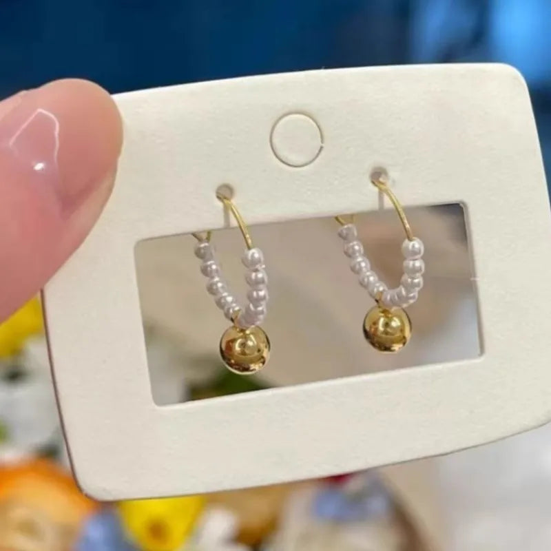 New Pearl Ball Pendant Earclips Sophisticated And Unique French Style Women s Earrings For Parties Jewelry Of High Quality