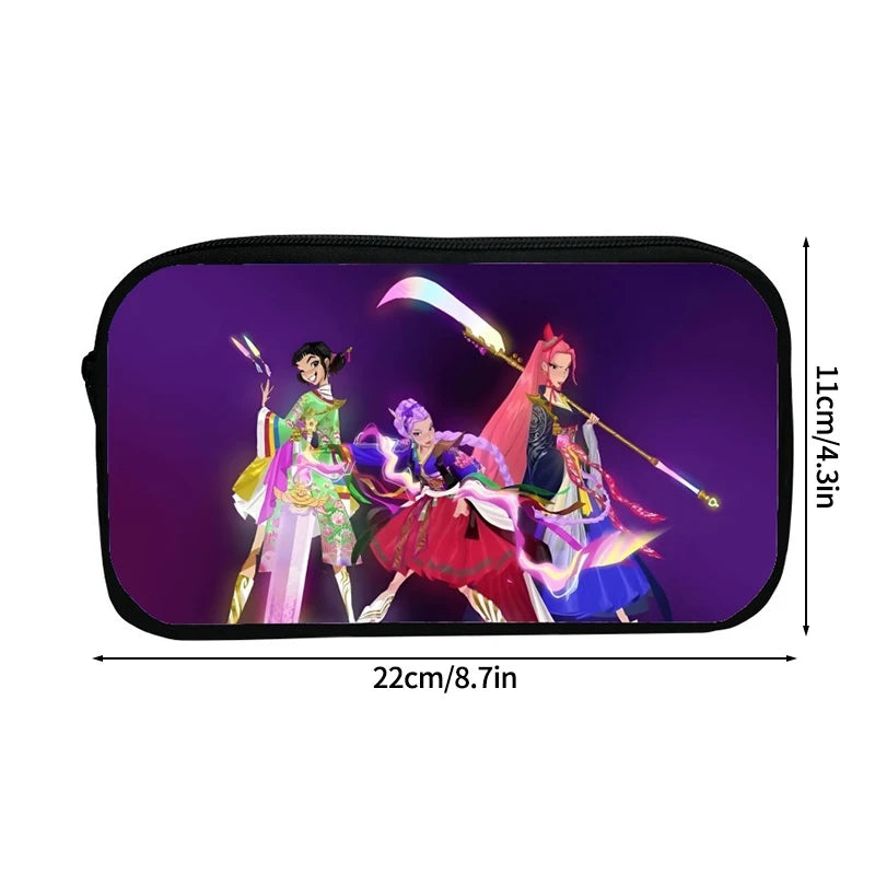 Large Capacity Demon Hunter Pencil Case Cartoon Stationery Organizer Pouch Back to School Pen Bag Makeup Bag Supplies