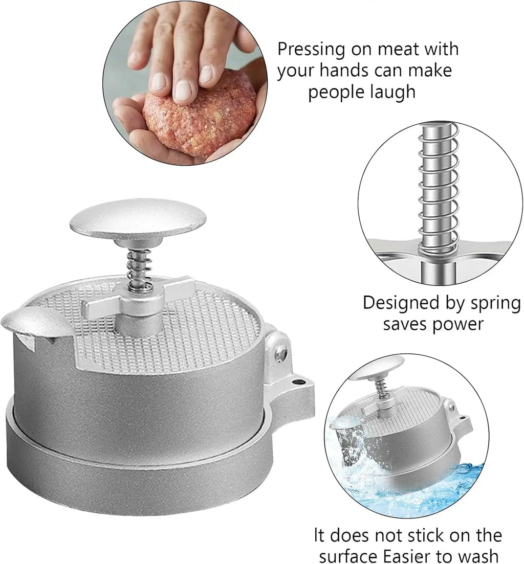 Burger Press Adjustable Thickness Non Stick Minced Steak Maker Aluminum Alloy Grill Tool BBQ Patty Mould Kitchen Cooking Gadget