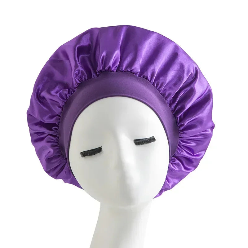 Satin Wide-brimmed Nightcap Styling Silk Headband for Sleeping Nightcap with Elasticated Floppy Band Cap Hair Shower Cap