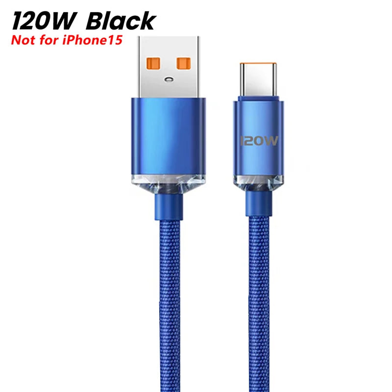 NNBILI 120W USB C Cable Super PD Fast Charger Type C To C Cable For iPhone 15 16 Samsung Xiaomi Huawei Fast Charging Data Cord