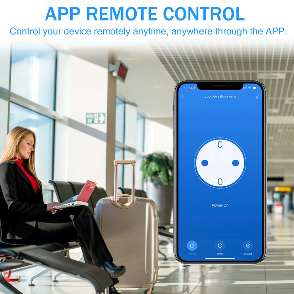 AU smart WiFi plug and socket, with energy monitor, voice control Alexa/ Google, remote control and timer 2.4GH 16A