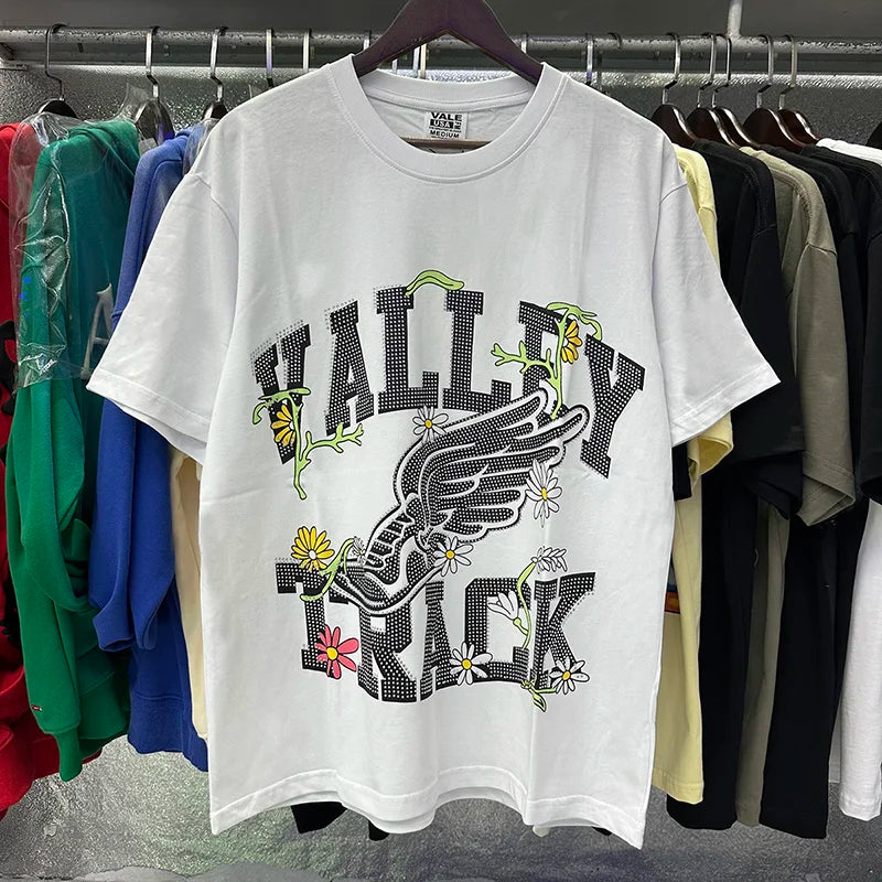 Men Women Hip Hop VALE Dog Of War Bing Short Sleeve T-Shirt Best Quality Cotton Flash Diamond Valley T Shirt Oversized Tee