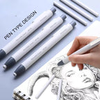 Press Retractable Pencil Eraser Correction Supplies Pen Style Pencil Rubber Writing School Supplies Stationery
