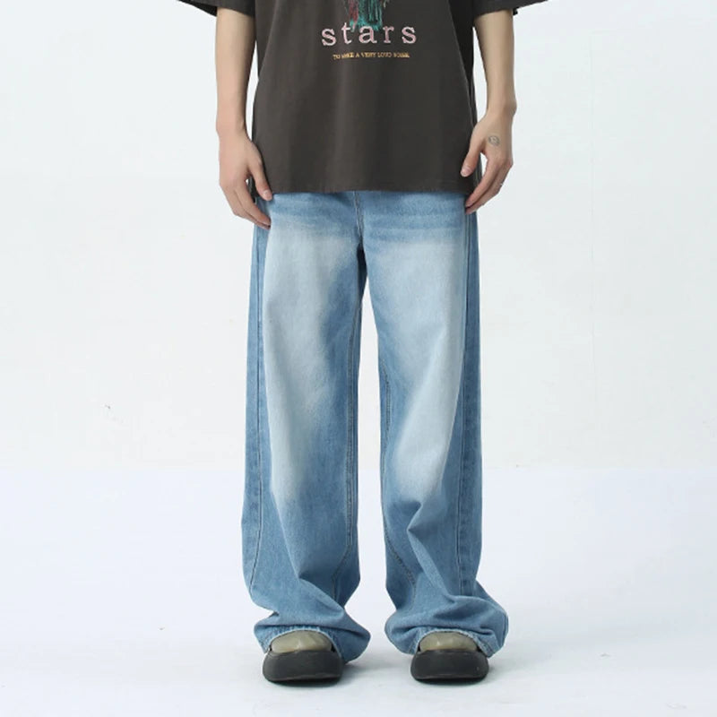 IEFB Wide Leg Jeans New Simple Style Pocket Zipper Casual Male Denim Pants 2025 Spring Fashion Men's Trousers Looes 9C1519
