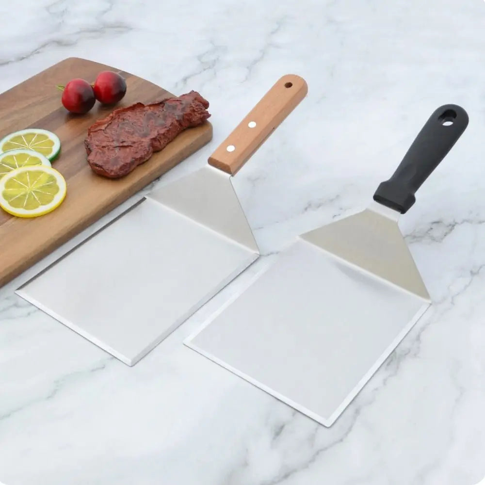 With Blade Grill Spatula Square/rectangle Head Griddle Spatula Pancake Scraper Anti-scald Handle Steak Spatula Burger