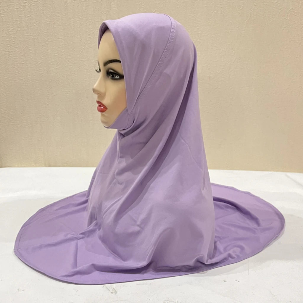 H302 Teenage girls Plain muslim hijab with chin part top quality amira pull on islamic scarf hot sell headscarf ramadan pray hat