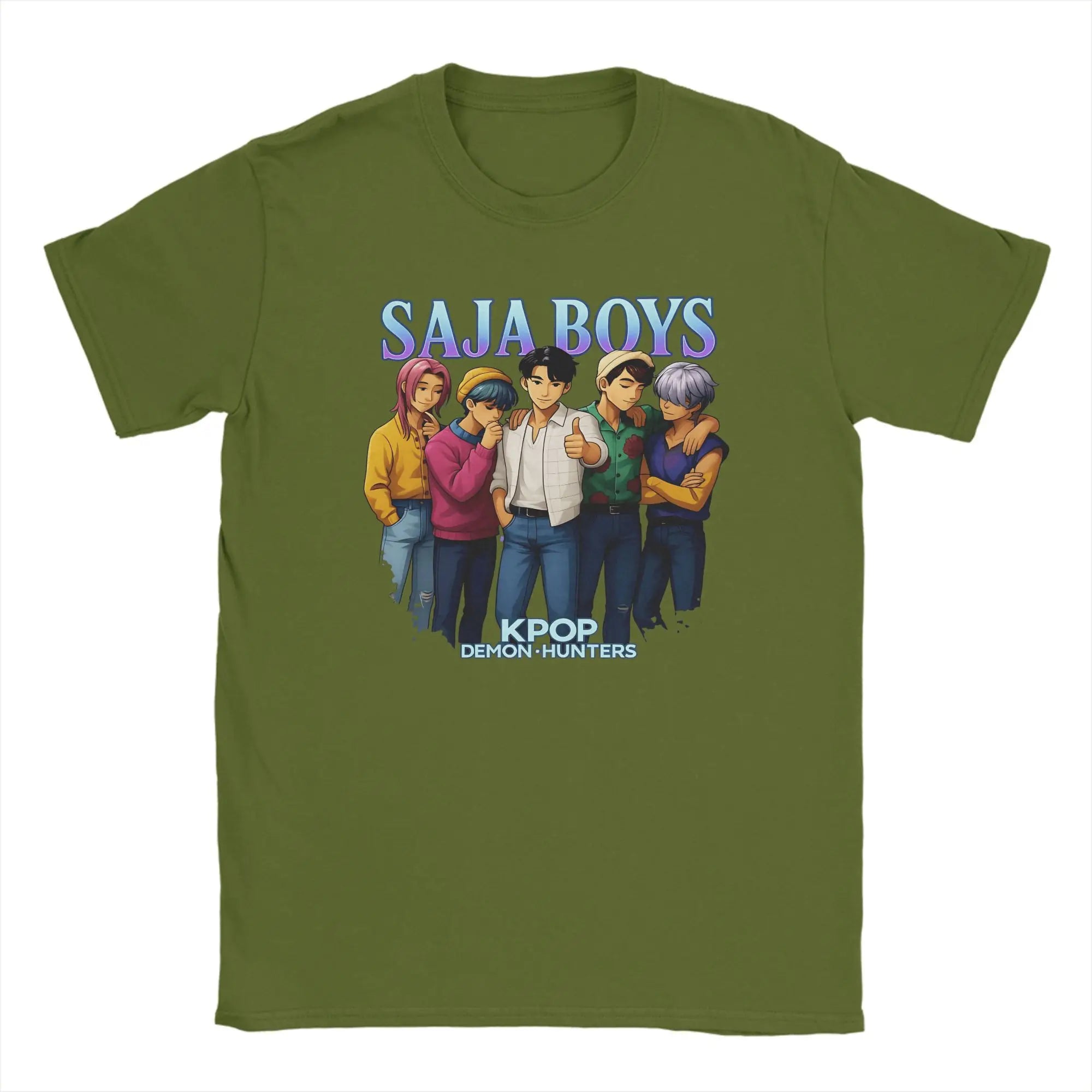 Casual T Shirt Beach Saja Boys Kpop Demon Hunters Anime Style Hippie T Shirts Cotton Tee Shirt for Men Retro Short Sleeve Tees
