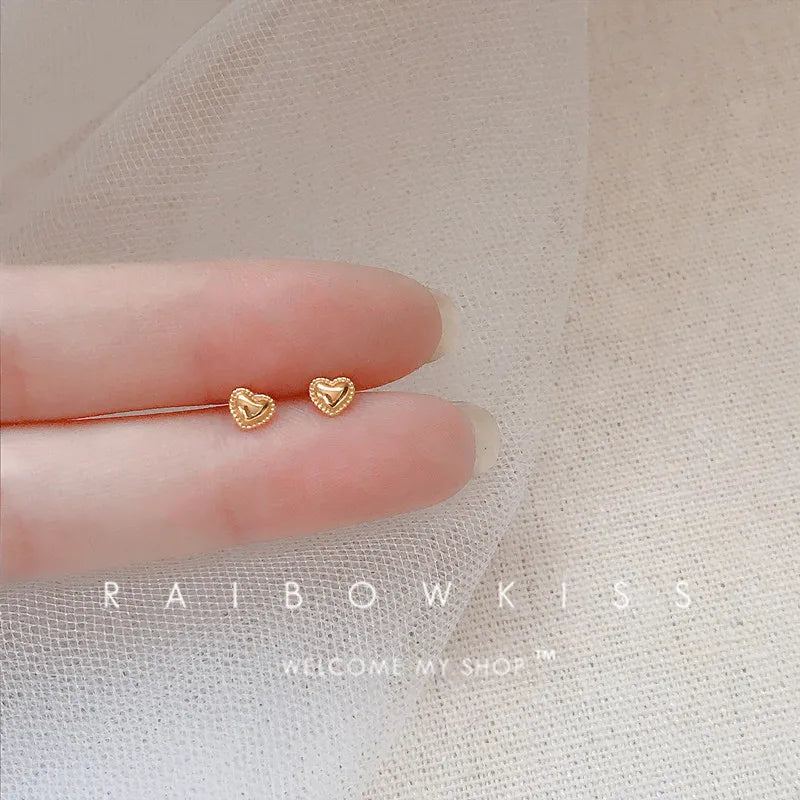 Metal Gold Color Multiple Styles Small Stud Earrings for Women Korean Jewelry Fashion Daily Wear Teen Earrings Jewelry Gift