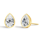Real 14K Pear Cut Moissanite Stud Earrings for Women AU585 Gold Waterdrop Shape Ear Stud Teardrop Design Wedding Jewelry