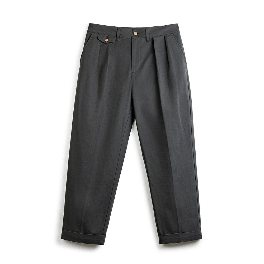 Maden Vintage Chino Casual Pants Tapered 237g/m² Cotton Fabric Two-color Zipper Fly Straight Trousers for Men's Autumn