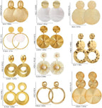 11 Pairs Boho Big Disc Drop Earrings 14K Gold Dangle Earring Round Hammered Statement Earrings For Women Drop Summer Earring