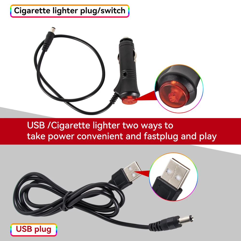 RGB Automotive Atmosphere Decorative Lamp Led Interior Light Strip Car Foot Ambient Lights with USB Cigarette with Remote Voice