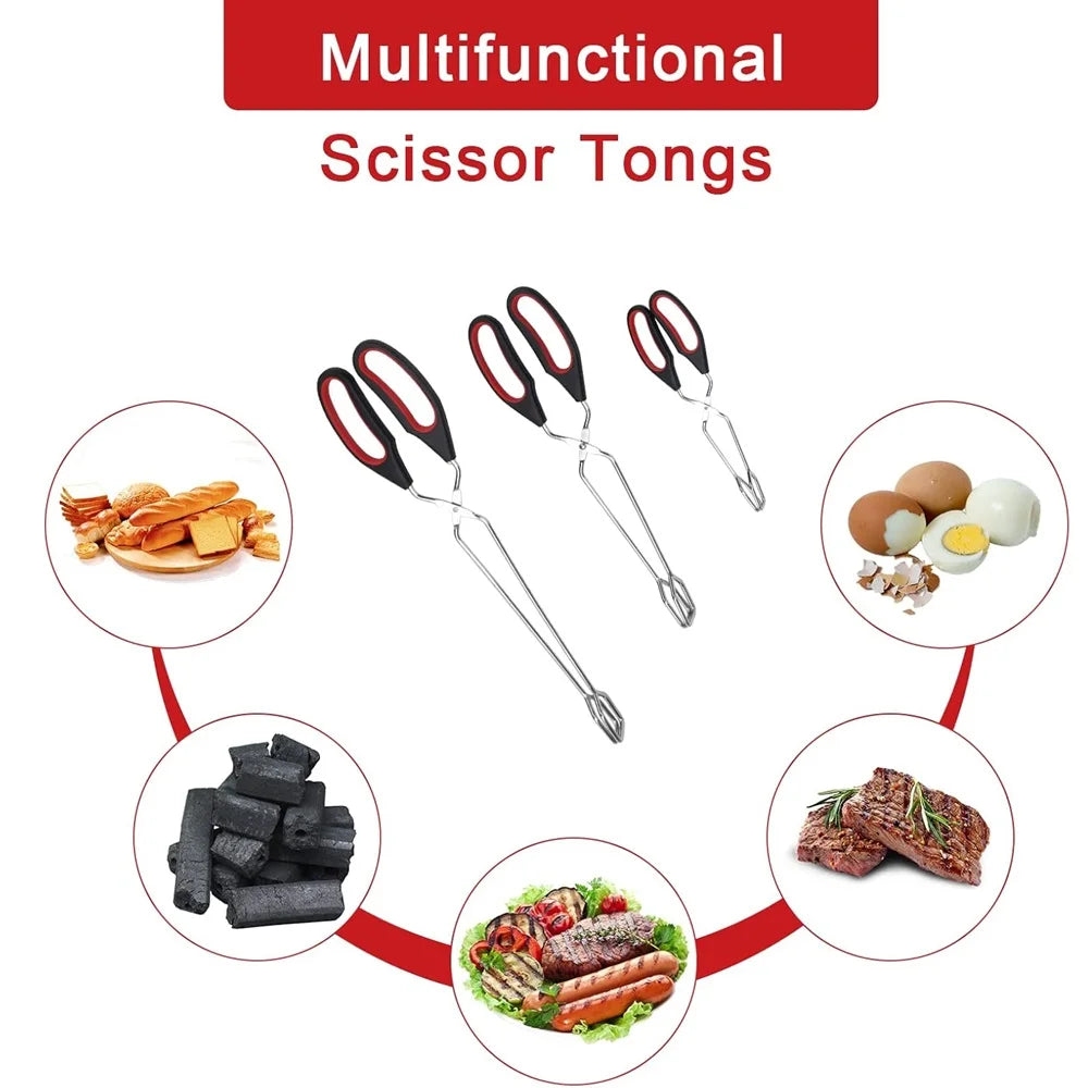 Barbecue Scissor Tongs Grilled Food Tong Long Handle Scissor BBQ Bread Roast Clip Kitchen Baking Tongs Rotisserie Grill Barbecue