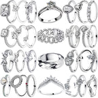 Vintage Moissanite Rings 925 Sterling Silver 6 Claws Cubic Zirconia Heart Crown Rings For Women Anniversary Fine Jewelry Gifts