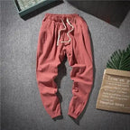 Hanfu Tang Suit Loose-fit Casual Pants Asian Style Lightweight Linen Cotton Blend For Spring Summer Men's Trendy Pants